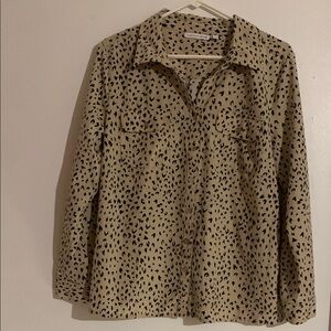 Notations Tan Button Down Shirt with Notched Collar